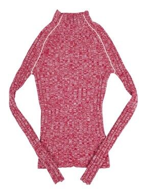 J. Crew Wide Rib Mockneck Sweater Marled Merino Wool Berry Marl preppy slim fit